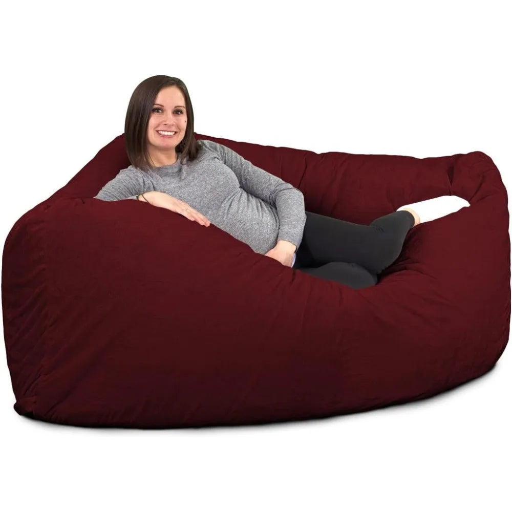 Corner Bean Bag Chair, Oversize Bean Bag Chair for Adults, Comfy Chair Bean Bag Couch Lounge Sofa Loveseat Furniture | Burgundy