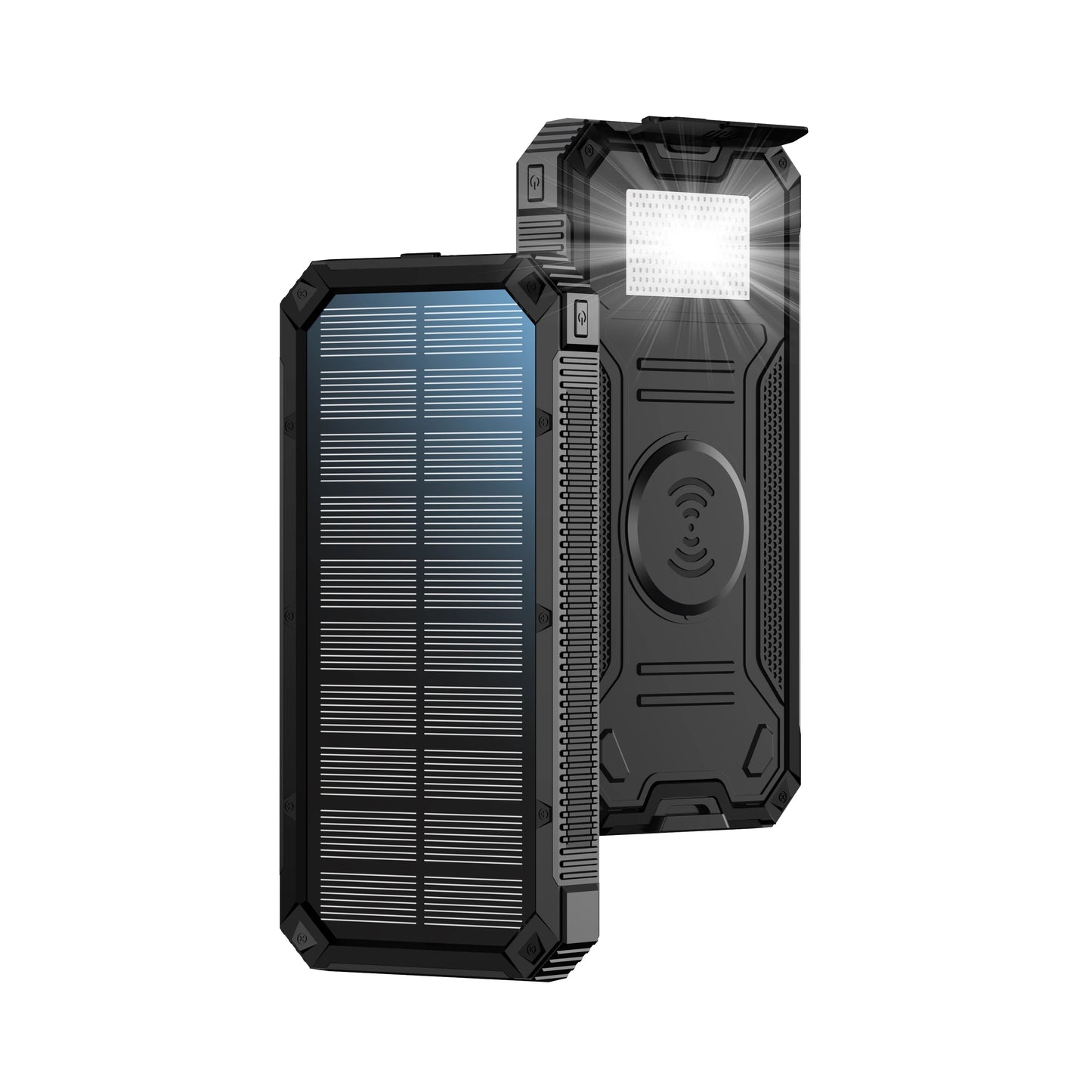 20000mAh Solar Power Bank - Wireless Charging, 2 USB/USB-C, Waterproof LED Light, Outdoor | AlluCanFind
