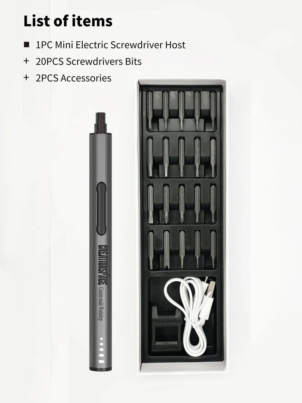 CreationSpace CS0202B Mini Electric Screwdriver Set Rechargable  Cordless Lithium Battery