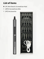 CreationSpace CS0202B Mini Electric Screwdriver Set Rechargable  Cordless Lithium Battery