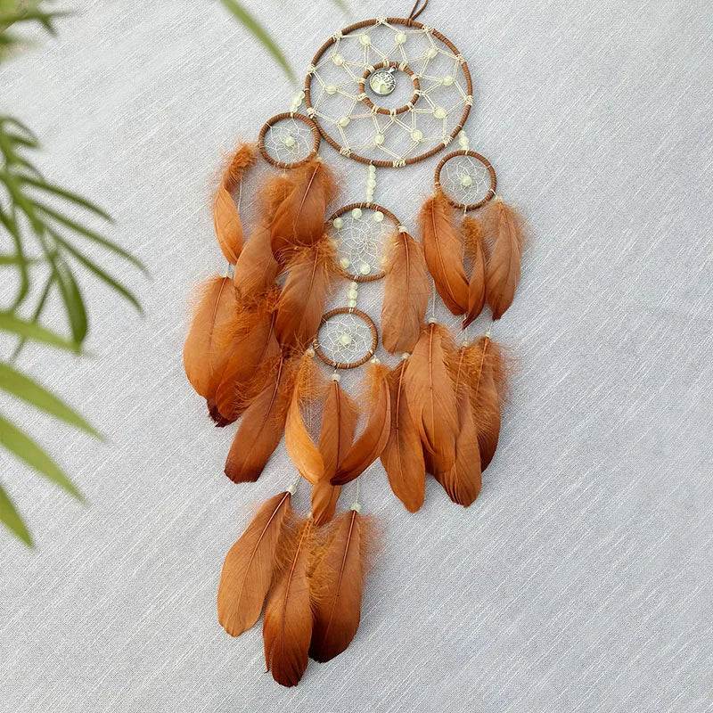 Boho Dream Catcher Hand-woven Feathers Wind Chimes Living Room Bedroom Hanging Ornaments Unique Birthday Gifts Home Decorations