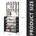 Coat Hat Stand 8 Hooks Metal Storage Shoe Rack 5 Tiers Shelf Hanger Shoes Shelf Living Room Storage Racks 80Cm Widen