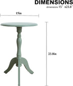 Round Small End Table, Wooden Pedestal Side Coffee Tables, Vintage Accent Nightstand For Living Room, Bedroom, Entryway, Green