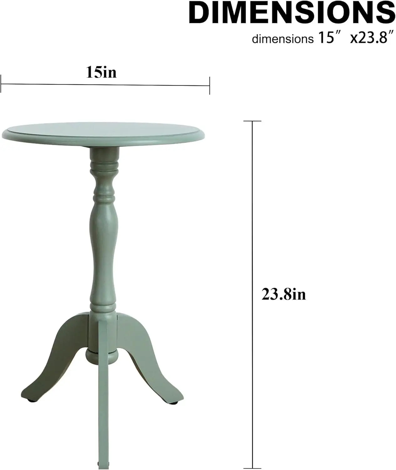 Round Small End Table, Wooden Pedestal Side Coffee Tables, Vintage Accent Nightstand For Living Room, Bedroom, Entryway, Green
