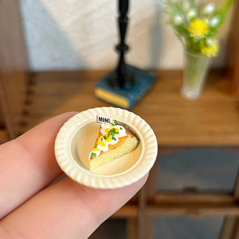 3Pcs Simulation Kitchen Dish Model Dollhouse Miniature Food Plate Western Cuisine Plate Toys For Mini Decoration DIY Accessories
