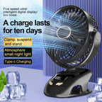 Portable Desktop Wireless Clip-on Electric Fan 2000mAh Battery Outdoor Travel Portable Electric Mini Fan for Baby Stroller Cart