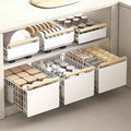 Pull-Out Kitchen Storage Rack - Carbon Steel Dish Rack with Sliding Drawers for Dishes, Cutlery, and Condiment Storage Organizer