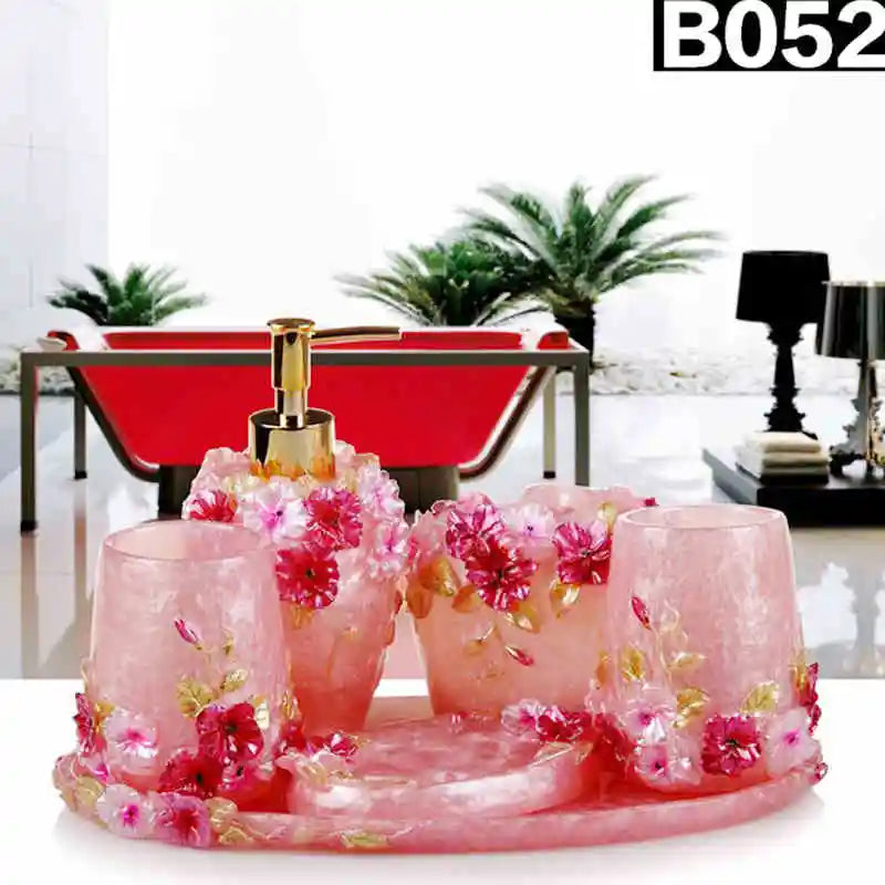 Resin Bathroom Set, Multi Models, Optional, Set of 5 Pieces, Toiletries Kit, Bathroom Accessories