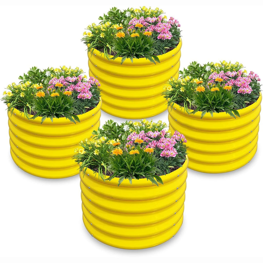 Round Metal Planter Boxes (4-Pack)