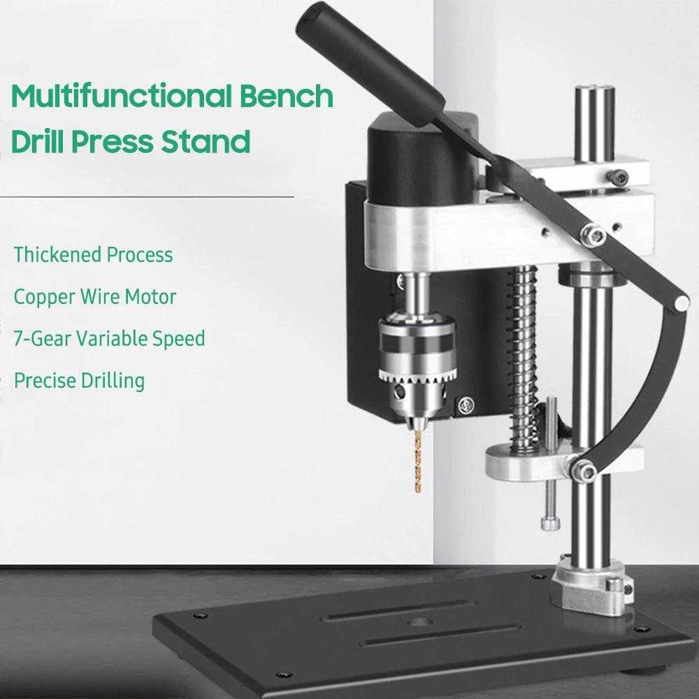 Mini Bench Drill Press Stand Variable Speed Portable Electric Benchtop Drilling Machine Precise Drill Workbench