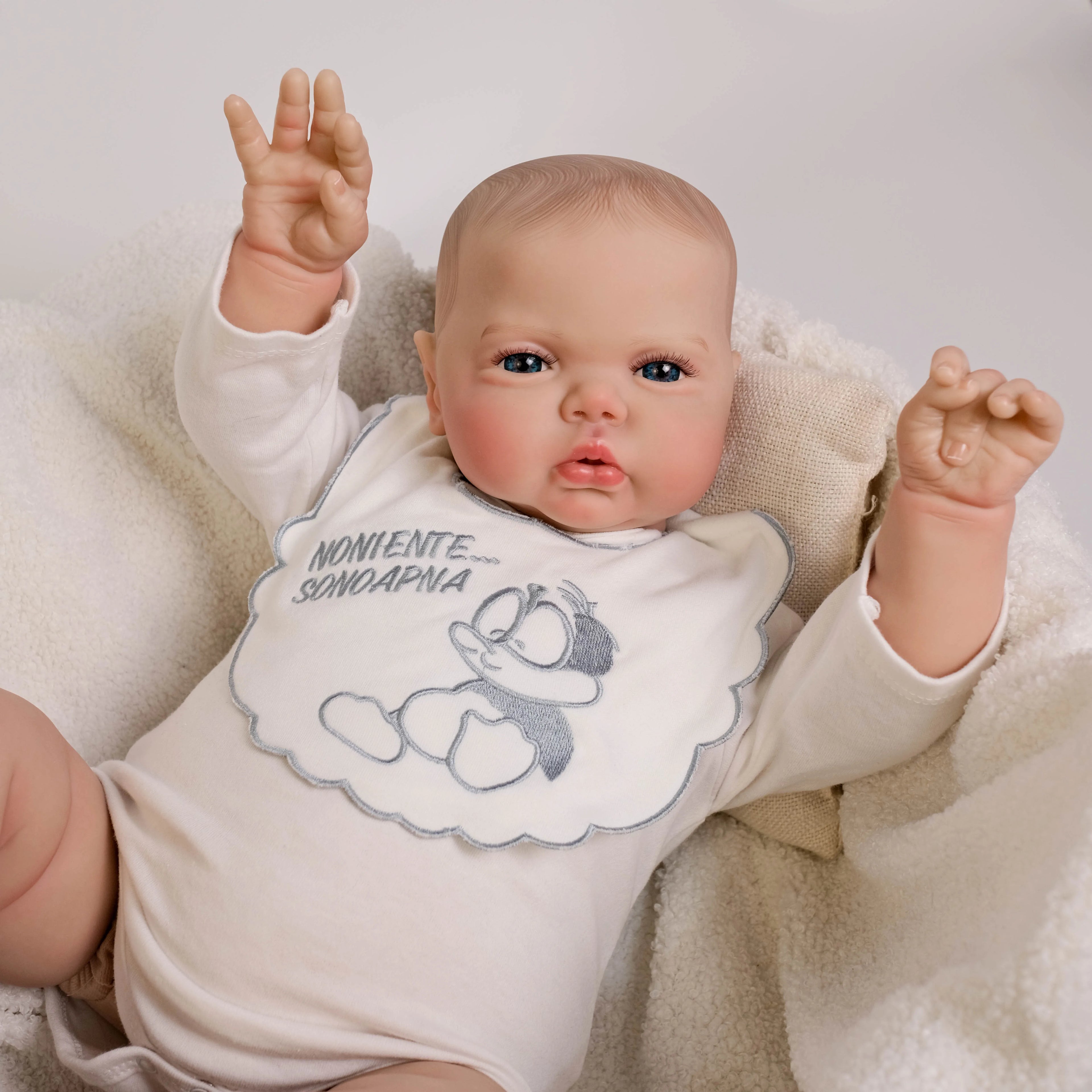 NPK 24Inch pickle Awake Baby boy in Soft Cloth Body Lifelike Reborn Toddler Hand painted Hair Cuddly Baby Doll  Baby