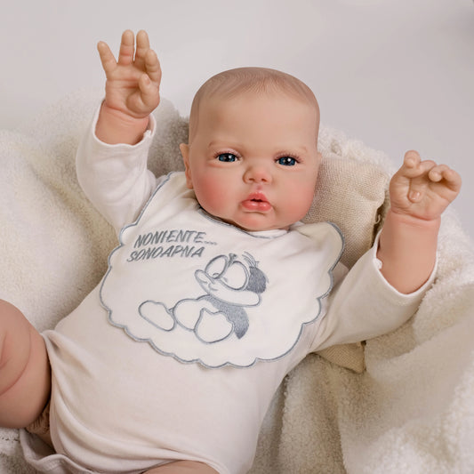 NPK 24Inch pickle Awake Baby boy in Soft Cloth Body Lifelike Reborn Toddler Hand painted Hair Cuddly Baby Doll  Baby