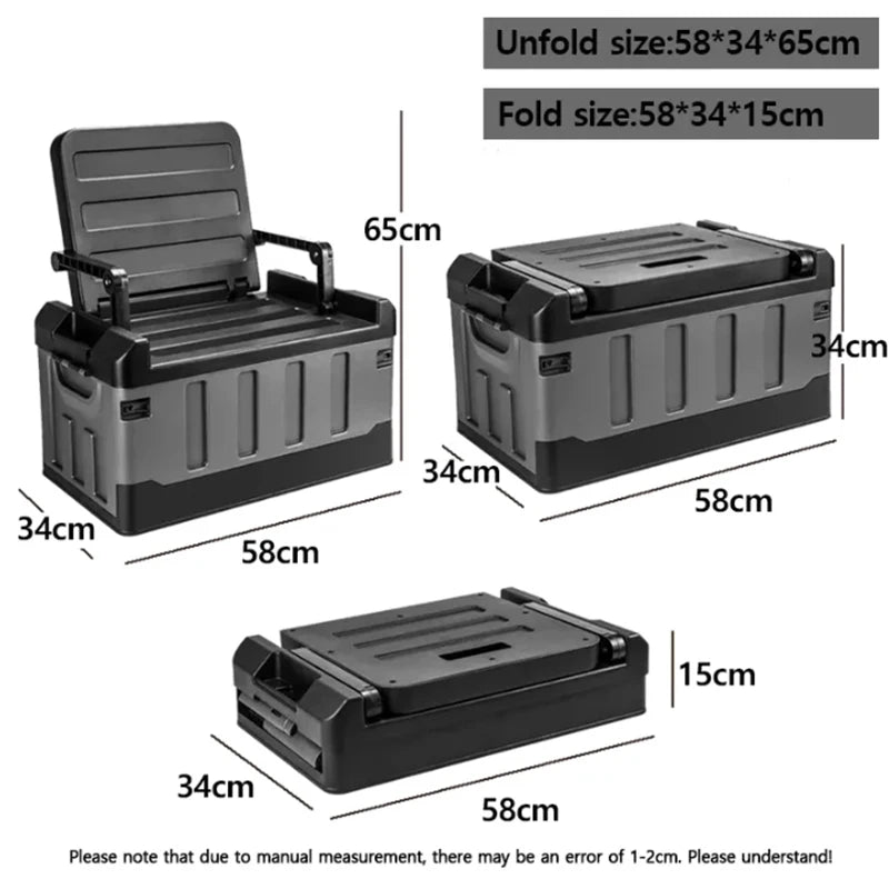 60L Outdoor Storage Box Foldable Storage Box Car Camping Accessories Car Supplies Thickened Storage Box ﻿