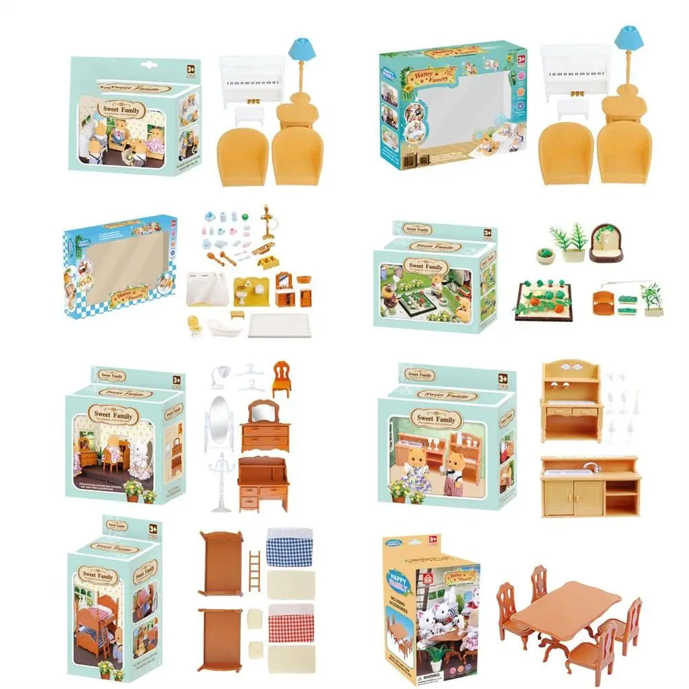 For Children Forest Family Bathroom Garden Pretend Play  Dollhouse Furniture Miniature Furniture Kitchen Cooking