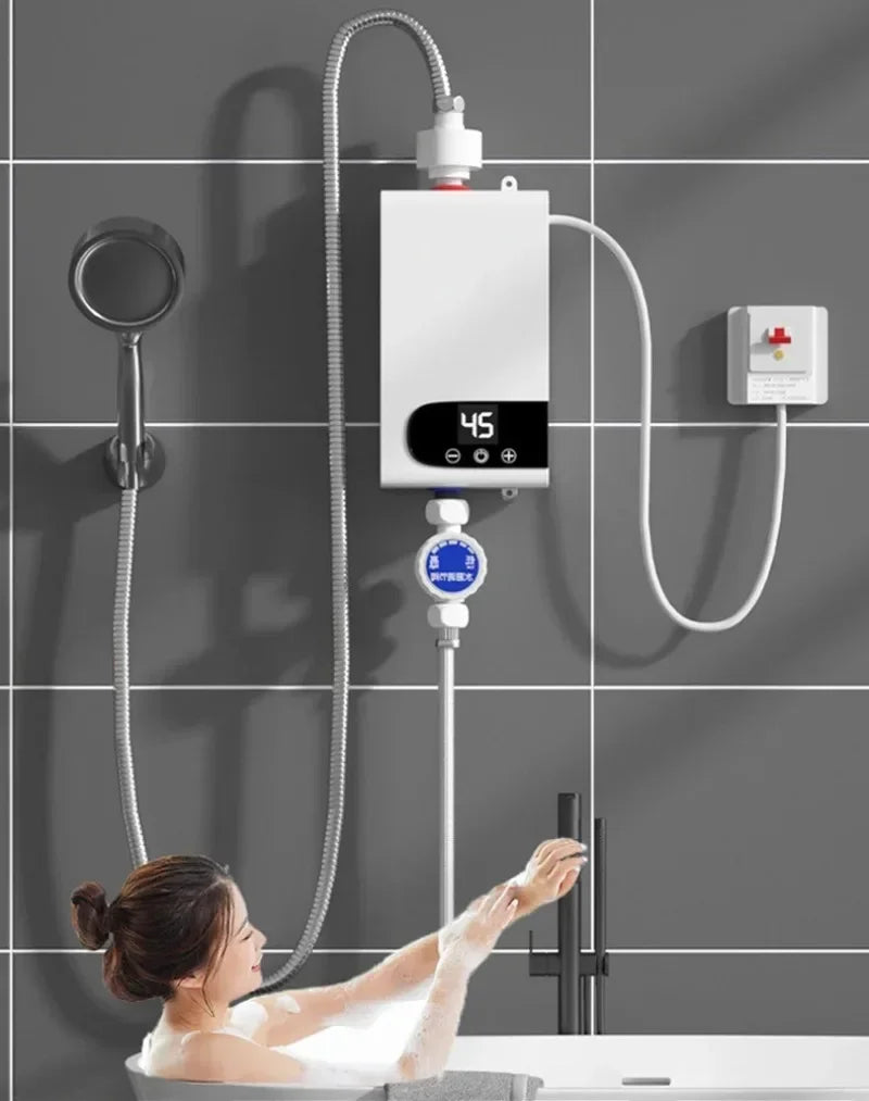 5500W Newest Water Heater Instant Water Heater Tankless Instantaneous Faucet Tap Kitchen Hot Water Crane LED Digital