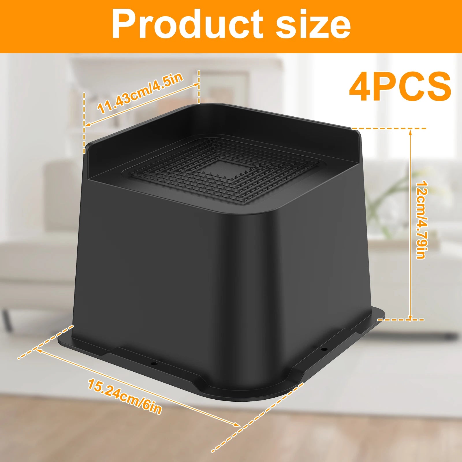 4Pcs Heavy Furniture Foot Non-Slip Bed Risers Household Heightening Feet Support 5000 lbs Sofa Tables Bed Furniture Accessories