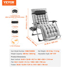 VEVOR Zero Gravity Chair Zero Gravity Recliner Lounge Chair Adjustable Anti Gravity Chair with Cushion Footrest and Cupholder