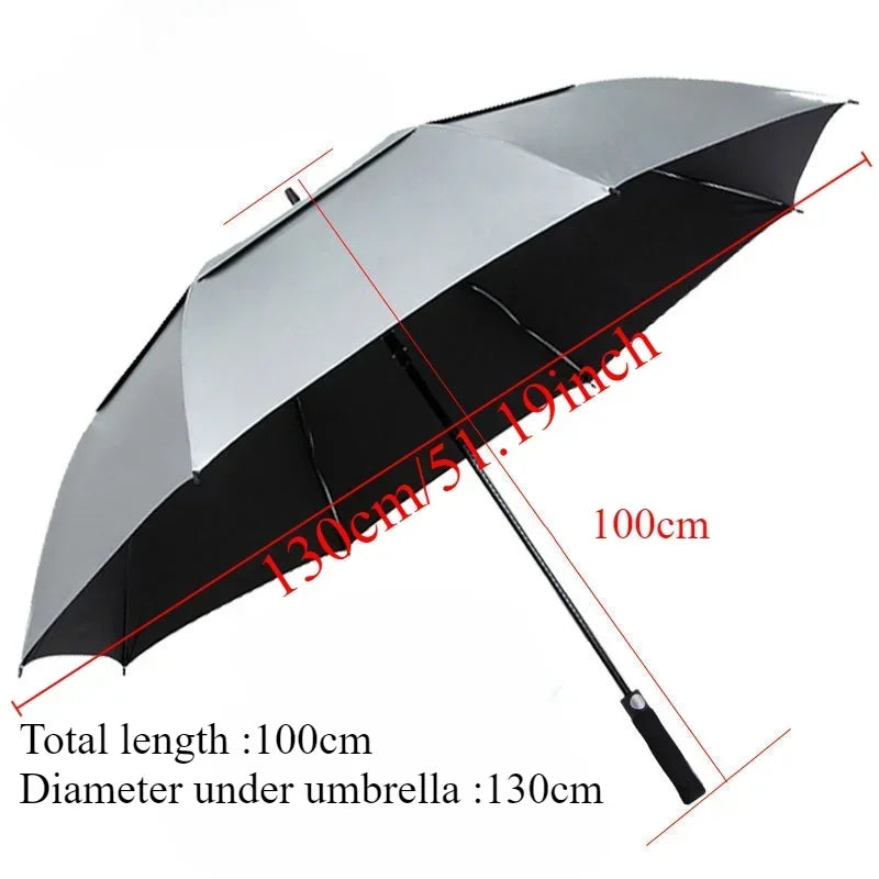 180CM Big Size Long Handle Umbrella Double-deck Large Rain Umbrellas Luxury Silver Dual Use Sunscreen Windproof Rain Gear Gift