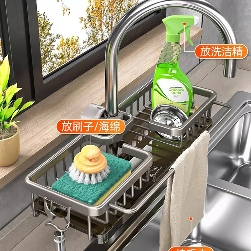 Household Multi-Function Kitchen Faucet Shelf Sink Drain Basket Dishwasher Rack Organizing Storage Tray for Kitchen Accessories