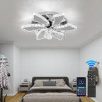 Luxury Crystal Ceiling Fan Lamp Led APP Remote Control Invisible Blade Variable Ceiling Chandelier Lamp For Bedroom Living Room
