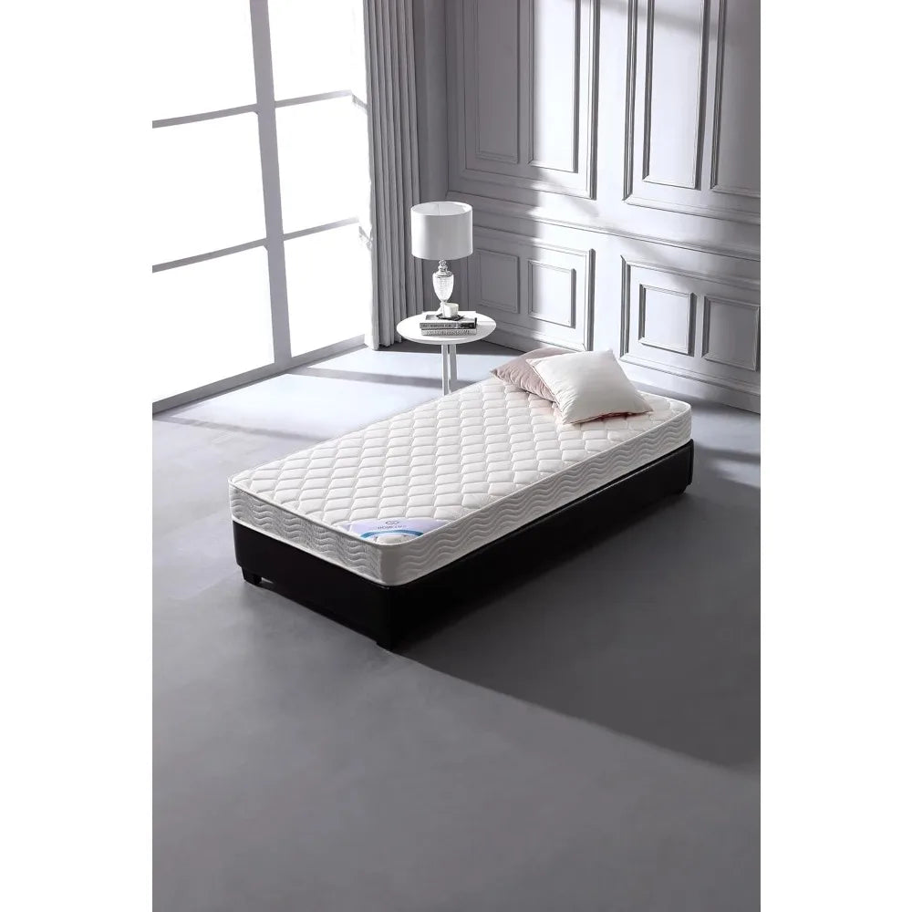6 Inch Twin Mattress - Medium Firm Innerspring Support with Tight Top Memory Foam & Polyester Cover – Lightweigh -White