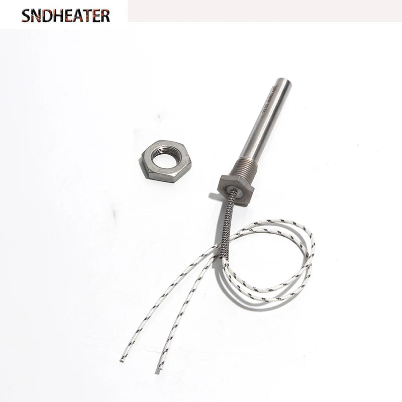 SNDHEATER 12V 24V 36V M16 Thread Cartridge Heating Element with Nut 12x100MM 50W/100W/200W Low Voltage Heater Rod for Water Tank