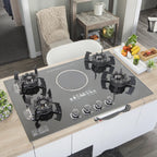 Household Kitchen Glass Multifunctional Flip Burner Built-in Gas/Electric Stove for Hotel Cars and Homes