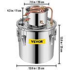 SucceBuy 3 5 8 Gal Alcohol Distiller Alambic Moonshine Still Stainless Copper DIY Home Brew Water Wine Essential Oil Brewing Kit