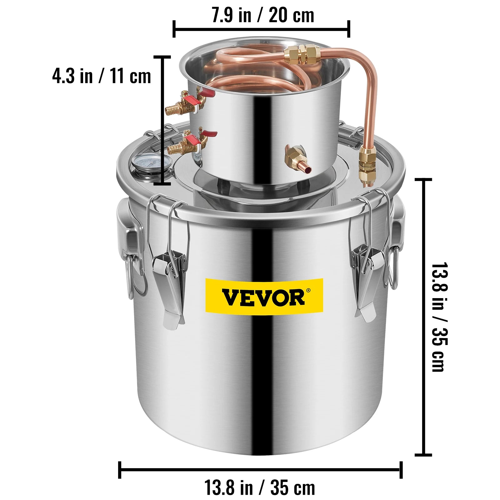 SucceBuy 3 5 8 Gal Alcohol Distiller Alambic Moonshine Still Stainless Copper DIY Home Brew Water Wine Essential Oil Brewing Kit
