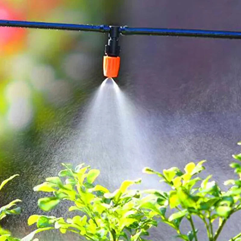 Fog Nozzles Irrigation Kit 5M-20M Garden Automatic Spray Misting Plant Watering System with 4/7 PE Hose and Connector