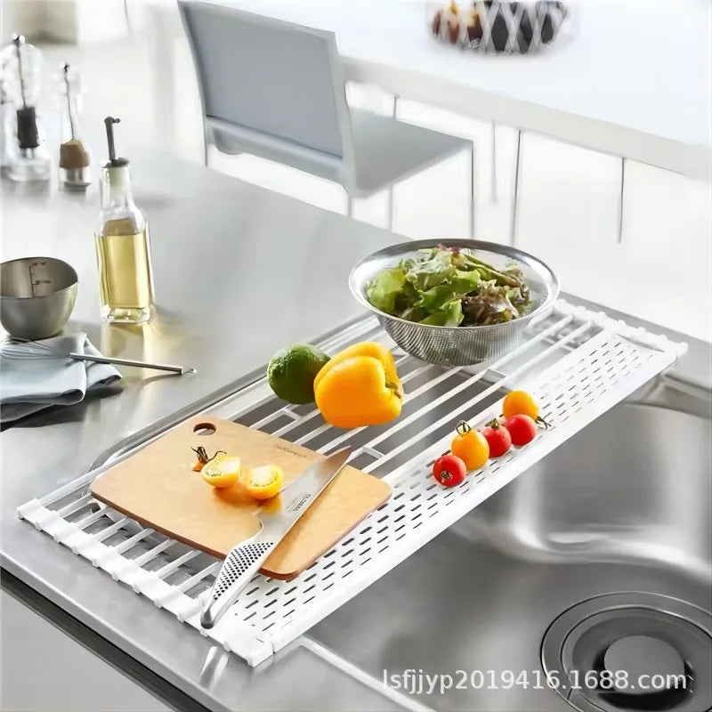 Kitchen Sink Roll Up Drainer Over Sink Over Sink Rack For Dish Cups Folding Dish Dry Rack Kitchen Counter Storage Drain Mats
