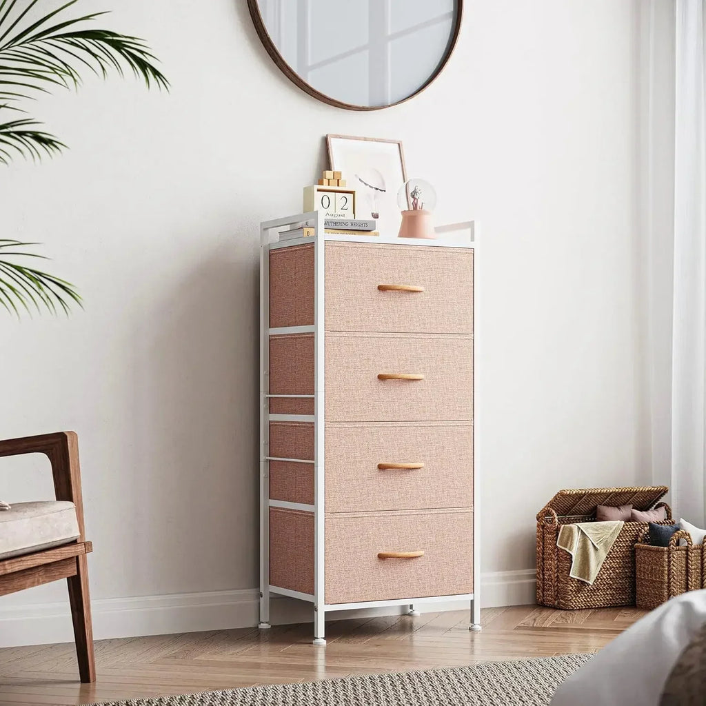 Dresser for Bedroom with 4 Drawers, Tall Dressers Storage Drawers, Tower Organizer Unit for Hallway, Entryway, Closets