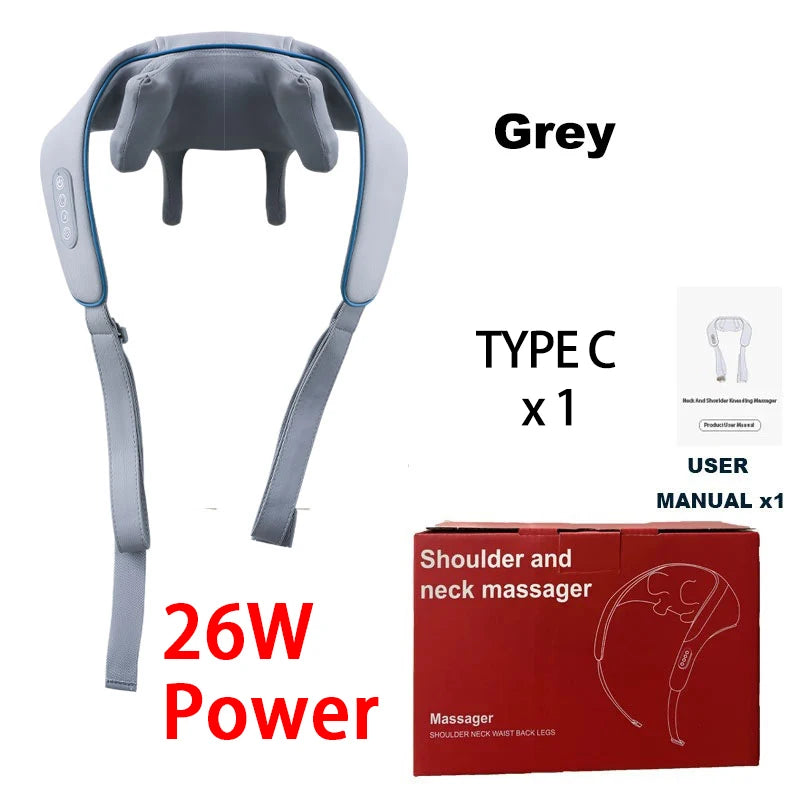 Shiatsu Neck And Shoulder Massager with LED Red Light Kneading Spine Back Muscle Relaxer for Home Use  Shoulder Massage Shawl