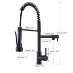 Black Pull Down Kitchen Faucet Dual Spout 360° Rotation Hot Cold Water Mixer Tap Single Handle Deck Mounted Kitchen Sink Crane