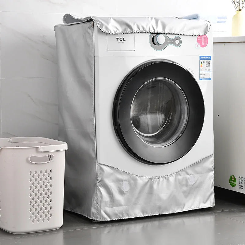 Waterproof Washing Machine Cover Home Polyester Roller  Laundry Silver Coating Dustproof Case Cover