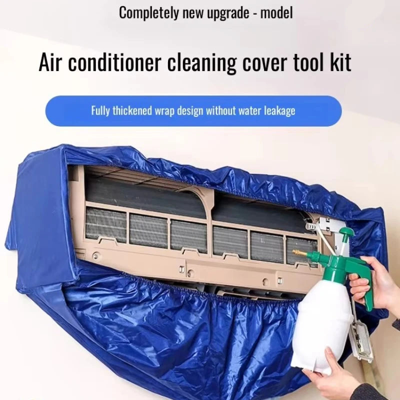 95/120cm Summer Thickened Hanging Air Conditioning Cleaning Cover Kit 9000-18000BTU with Drainage Pipe Spray Brush Summer Set