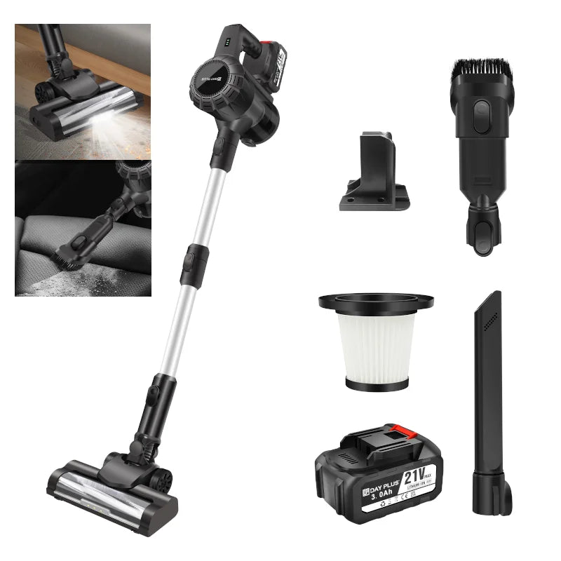 6-in-1 Cordless Vacuum 550W 45KPA｜2 Batteries｜LED Display｜Self-Standing｜Pet Hair/Carpet/Hard Floor (Black)