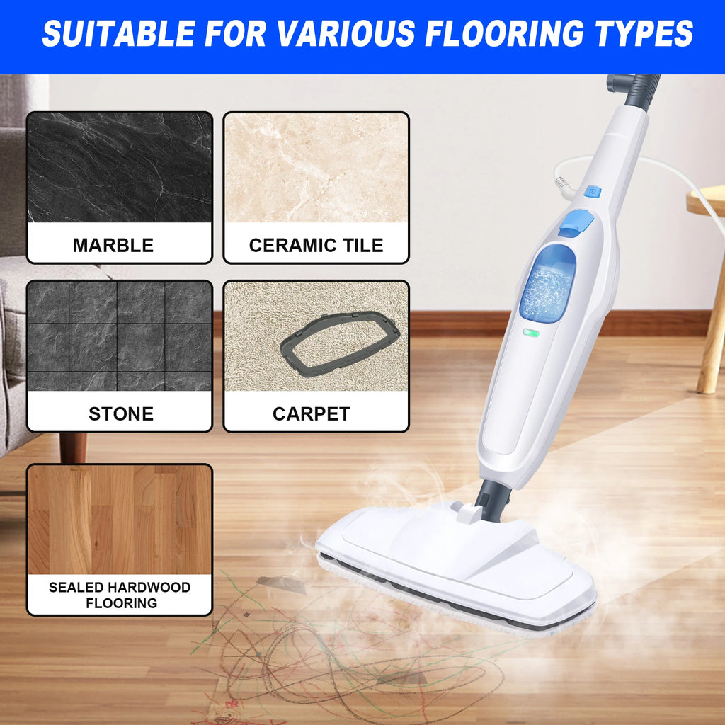 12 IN 1 Electric Steam Mop with 120 Degree Rotatable Head for Floor Cleaning,5000W Steam Cleaner 400ML Water Tank Handheld Mop