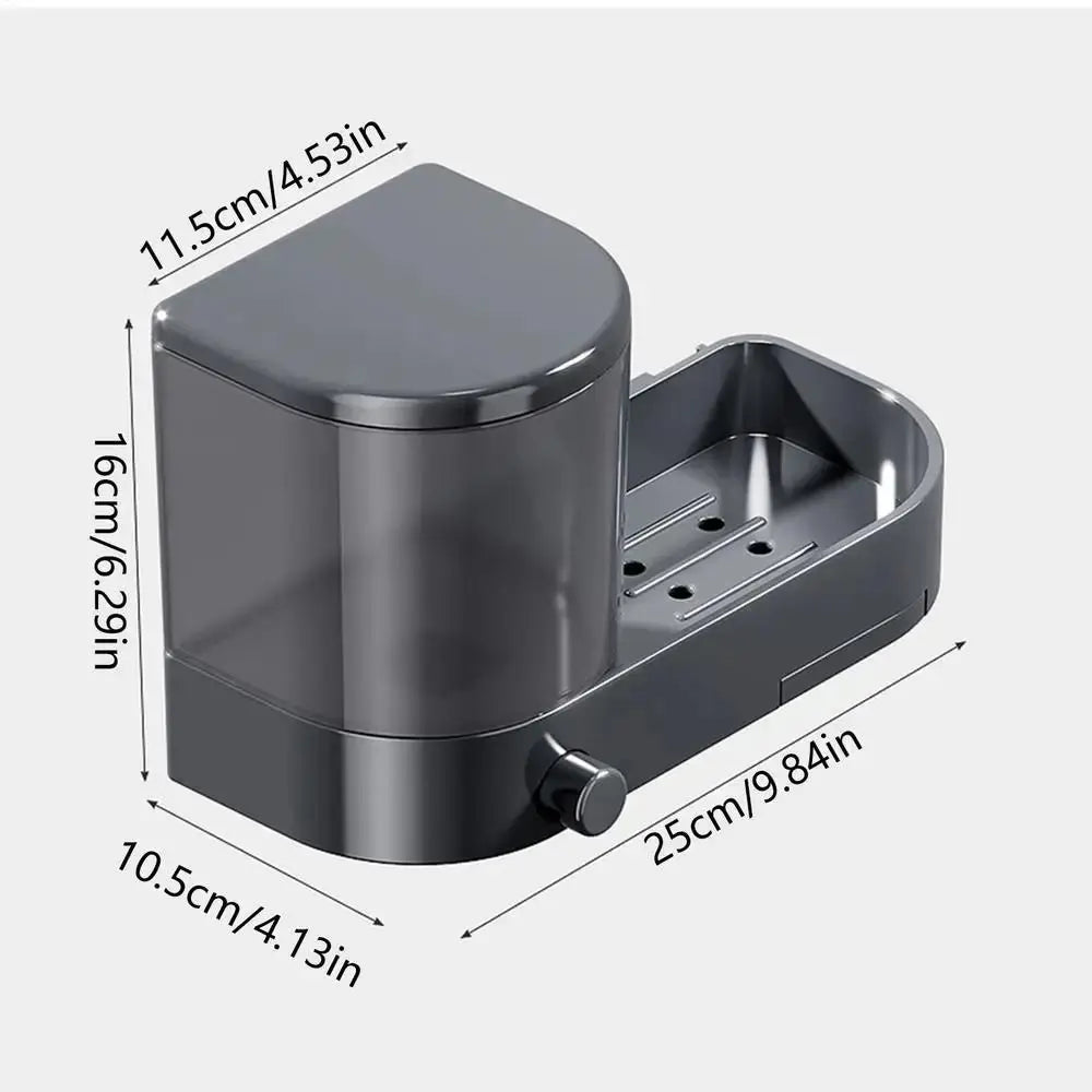 with Drain Tray Wall Mounted Soap Dispenser Large Capacity with Sponges Holder Dishwashing Liquid Holder Space Saving Waterproof
