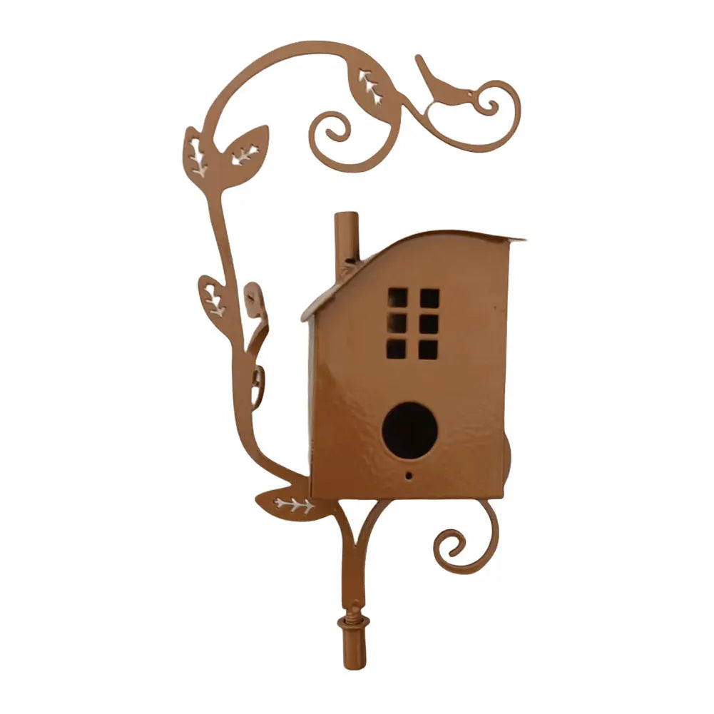 Birdhouse Garden Stakes Garden Outdoor Metal Birdhouse Decoration Metal Birdhouse Stake for Outdoor Garden Yard Decoration