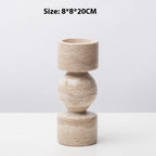New Chinese Style Yellow Travertine Candle Holder - Elegant Home Decor for Living Room, Coffee Table, Dining Table & Model House