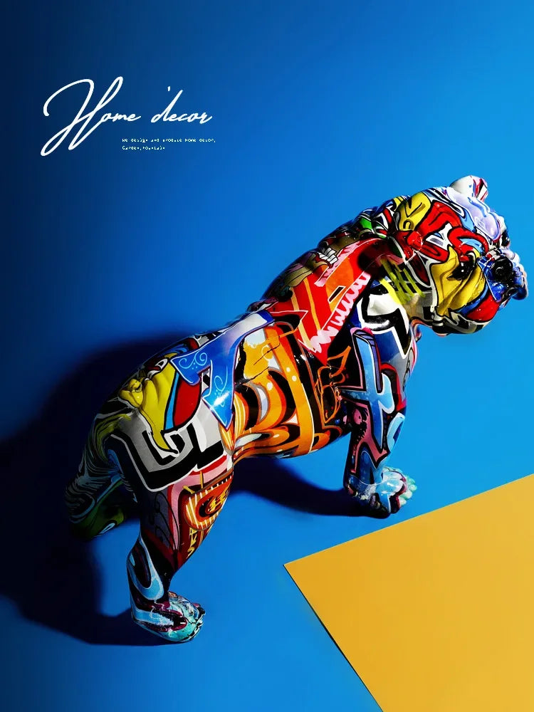 Simple Creative Painted Graffiti Living Room Color Dog Decorations Home Entrance Wine Cabinet Office Decor Resin Crafts