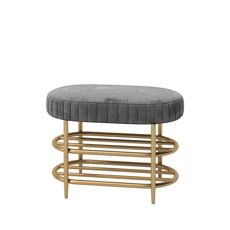 Thickened Soft Bag Cushion Nordic Light Luxury Iron Shoe Changing Stool Metal Frame Household Door Cushion Shoe Storage