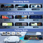 10"  Dash Cam 4K 3840*2160P Car Dvr Carplay Android Auto GPS 5G WIFI A
