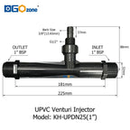 UPVC Venturi Injector for Mixing Liquid Venturi with Valve  BSP thread 1/2" 3/4" 1" 1.25" 1.5" 2" DGOzone