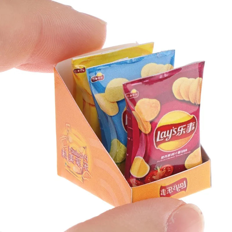 1set Kawaii Mini Simulation Potato Chips Model  Dollhouse Miniature Play Kitchen Food Doll Pretend Toys
