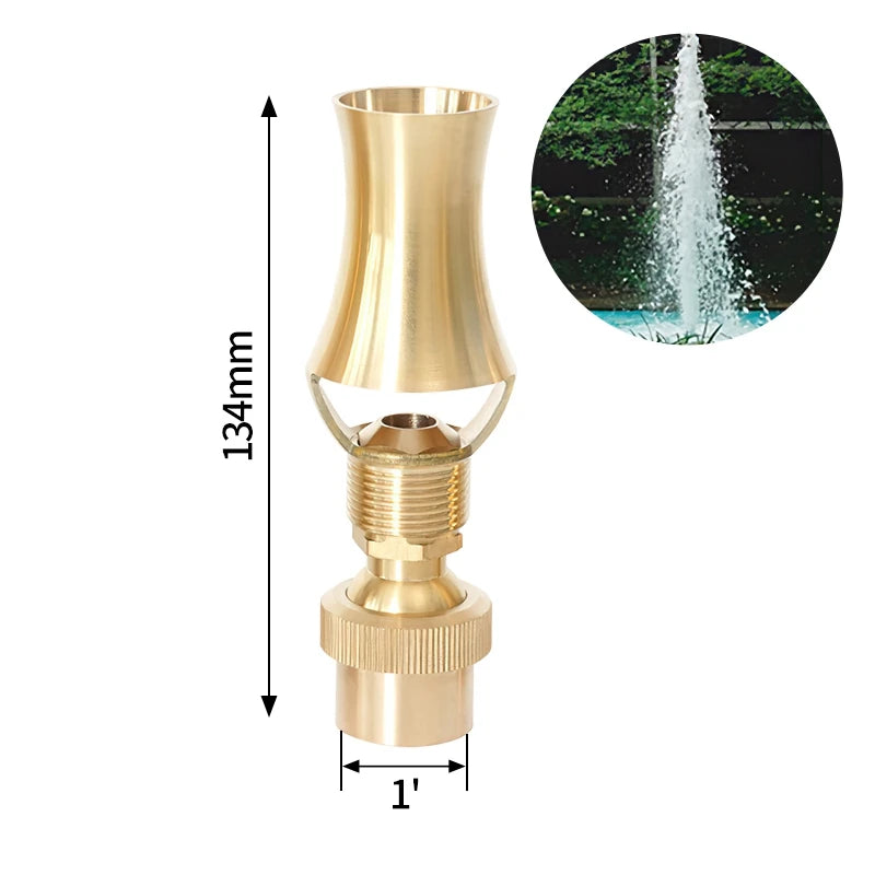 1/2" 3/4" 1" Brass Swimming Pool Decorative Fountain Nozzles Head for Outdoor Music Water Fountain Waterfall Garden Decoration