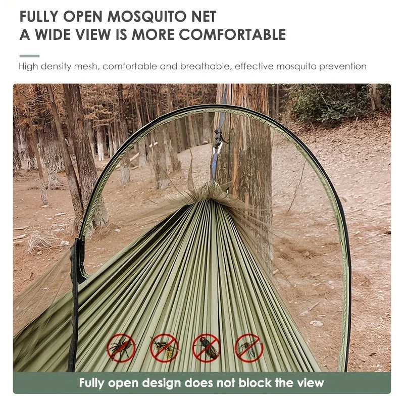 1pc 260x140cm Quick Deploy Nylon Hammock with Built In Mosquito Net Anti Rollover Perfect for Outdoor Camping Automatic mosquito