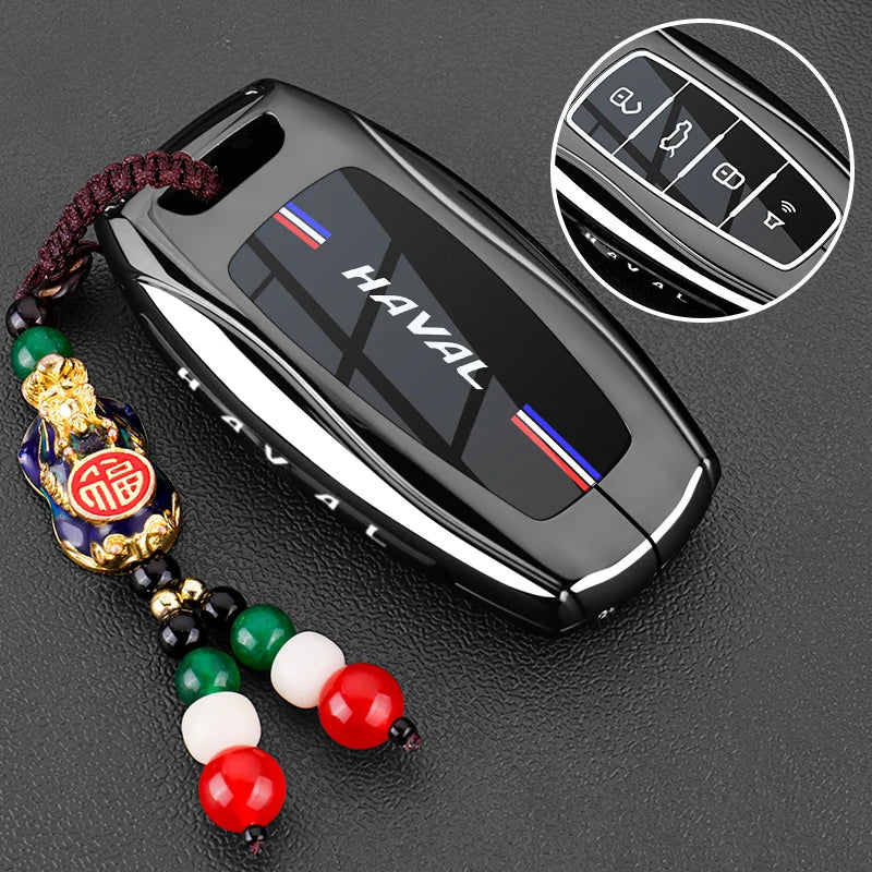 Leather Car Key Case Cover for Great Wall Haval H6 2024 H9 2024 H2 M6 Cool Dog Plus Owl Dragon MAX F7 F7X F7H H8 H3 Accessories
