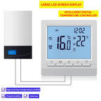 Digital Gas Boiler Thermostat Weekly Programmable Room Temperature Controller Heating Temperature Regulator AA Battery Hand Cont